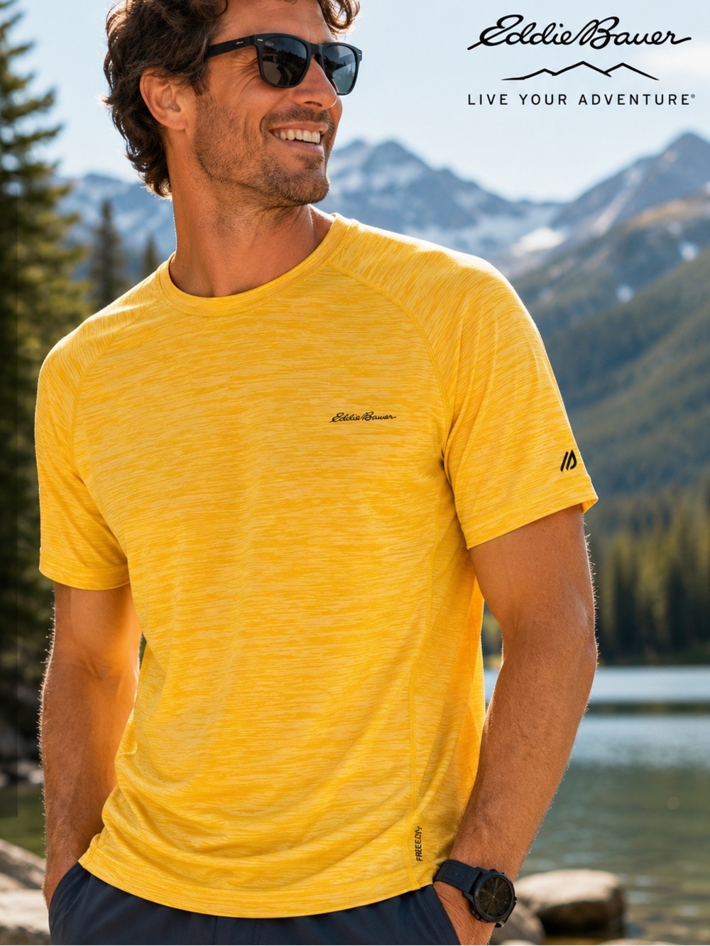 Eddie Bauer FreeDry Men’s Yellow Performance Tee Shirt XL